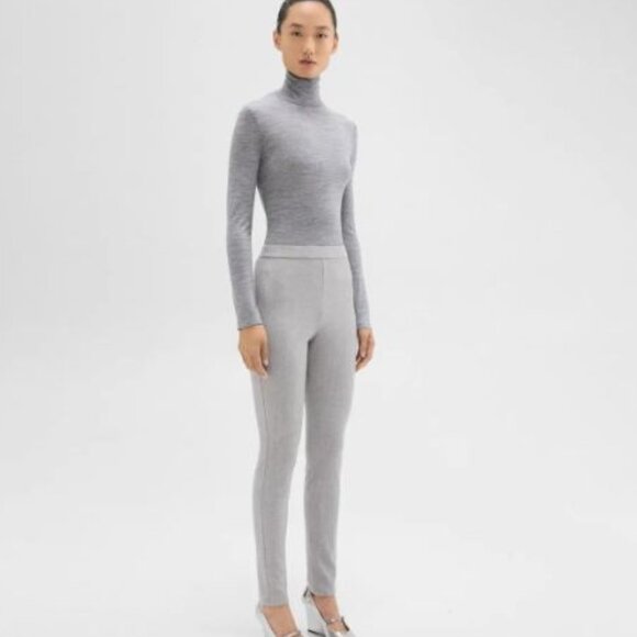 NWT Theory ADBELLE High Waist Light Gray Stretch Wool Flannel Leggings S - Picture 2 of 12